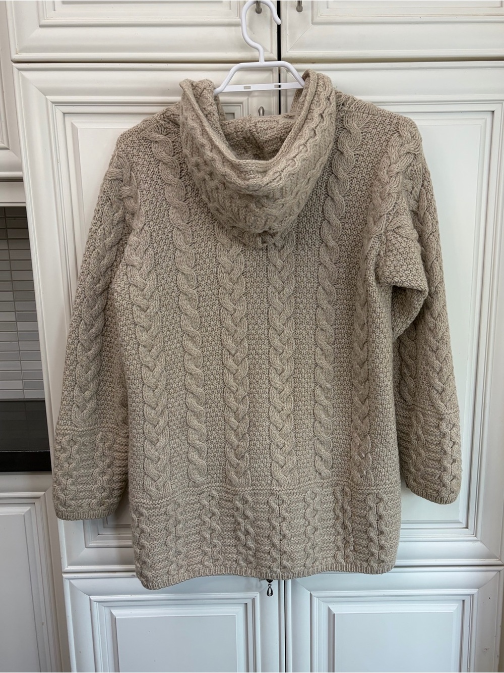 Aran Crafts Size S women’s Irish Merino wool long hooded zip sweater - Picture 6 of 11
